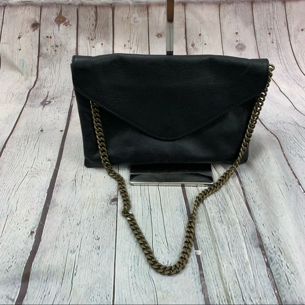 J. Crew Leather Envelope Chain Strap Clutch
